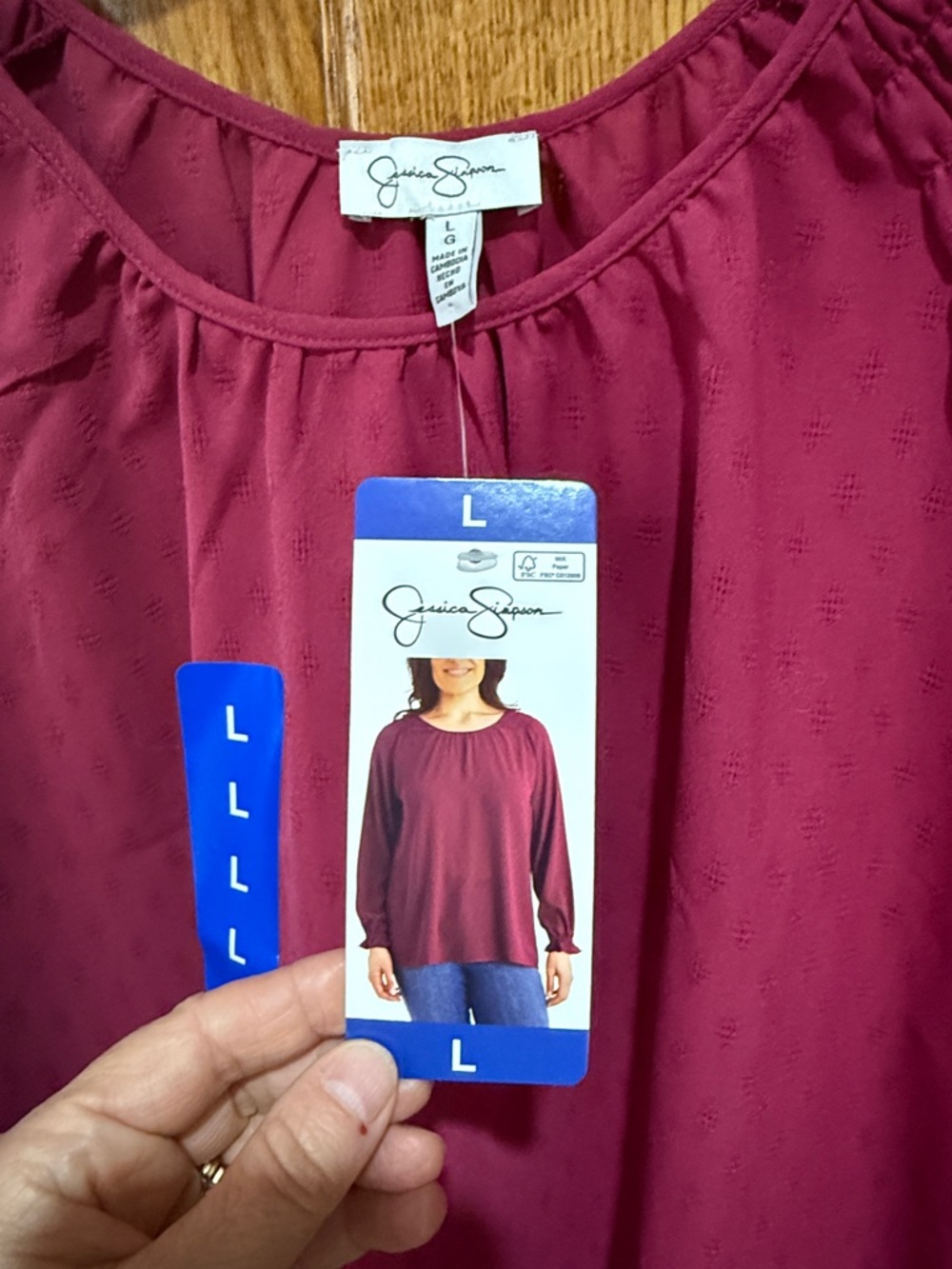 Jessica Simpson Raspberry Smocked-Yoke Blouse - Picture 3 of 5